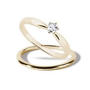 SOLITAIRE BRIDAL SET IN 14K YELLOW GOLD - ENGAGEMENT AND BRIDAL RING SETS - ENGAGEMENT RINGS