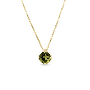 GOLD NECKLACE WITH MOLDAVITE - MOLDAVITE NECKLACES - NECKLACES