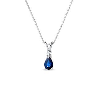 WHITE GOLD PENDANT WITH SAPPHIRE AND BRILLIANT - SAPPHIRE NECKLACES - NECKLACES
