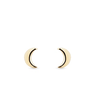 PUCES D'OREILLES EN FORME DE LUNE EN OR JAUNE - BOUCLES D'OREILLES EN OR JAUNE - BOUCLES D'OREILLES