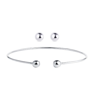 MINIMALIST ORB EARRING AND BRACELET SET IN WHITE GOLD - JEWELLERY SETS - FINE JEWELLERY