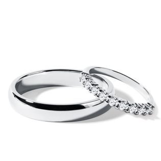 ALLIANCES EN OR BLANC AVEC DIAMANTS - ENSEMBLE D’ALLIANCES EN OR BLANC - ALLIANCES DE MARIAGE