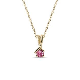 PINK TOURMALINE YELLOW GOLD NECKLACE - TOURMALINE NECKLACES - NECKLACES