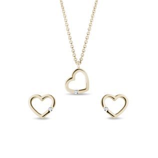 DIAMOND GOLD HEART JEWELRY SET - DIAMOND SETS - FINE JEWELRY