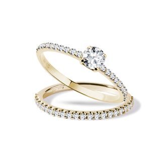 BRILLIANT ENGAGEMENT SET IN YELLOW GOLD - ENGAGEMENT AND WEDDING MATCHING SETS - ENGAGEMENT RINGS