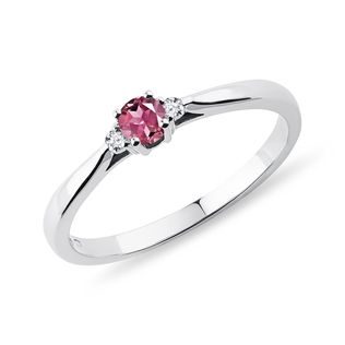WHITE GOLD RING WITH RUBELLITE TOURMALINE AND DIAMONDS - TOURMALINE RINGS - RINGS