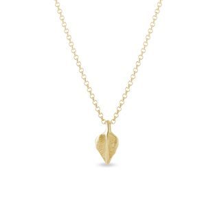 SMALL LEAF NECKLACE IN YELLOW GOLD - SEASONS COLLECTION - KLENOTA COLLECTIONS