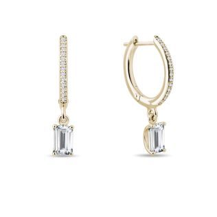 EMERALD CUT DIAMOND DROP EARRINGS IN YELLOW GOLD - DIAMOND EARRINGS - EARRINGS