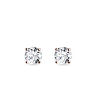 BOUCLES D'OREILLES EN OR ROSE AVEC BRILLANTS - PUCES D'OREILLES EN DIAMANT - BOUCLES D'OREILLES