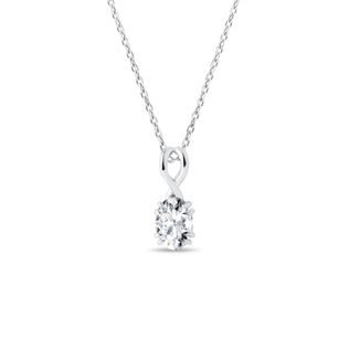 COLLIER EN OR BLANC ET DIAMANT DE SYNTHÈSE OVALE - COLLIERS AVEC DIAMANTS - COLLIERS