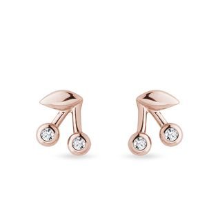 CHERRY EARRINGS IN 14K ROSE GOLD - DIAMOND EARRINGS - EARRINGS