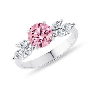 1CT LAB GROWN PINK DIAMOND RING IN WHITE GOLD - RINGS WITH LAB-GROWN DIAMONDS - ENGAGEMENT RINGS