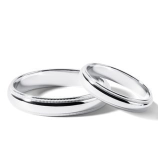 ENSEMBLE D'ALLIANCES EN OR BLANC ET FINITION DOUBLE MILGRIF - ENSEMBLES D’ALLIANCES EN OR BLANC - ALLIANCES DE MARIAGE