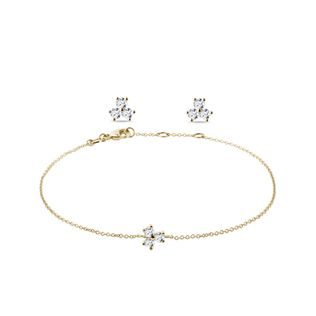 14K YELLOW GOLD SHAMROCK JEWELRY SET - DIAMOND SETS - FINE JEWELRY