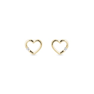 Diamond heart earrings in yellow gold