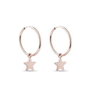 Hoop earrings with stars in rose gold