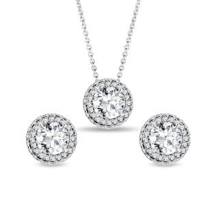 HALO-SCHMUCKSET MIT LABORDIAMANTEN IN WEISSGOLD - SCHMUCK SETS DIAMANT - SCHMUCK