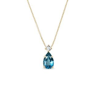 LONDON BLUE TOPAZ PENDANT IN YELLOW GOLD - TOPAZ NECKLACES - NECKLACES