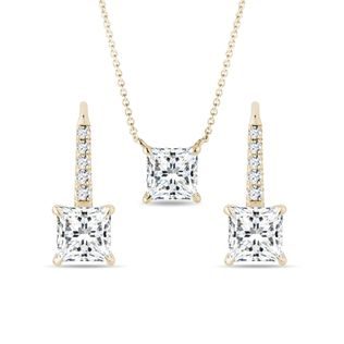 KOMPLET BIŻUTERII Z ŻÓŁTEGO ZŁOTA Z DIAMENTAMI LABORATORYJNYMI - DIAMENTOWE ZESTAWY - BIŻUTERIA