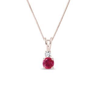 RUBY AND DIAMOND NECKLACE IN 14K ROSE GOLD - RUBY NECKLACES - NECKLACES