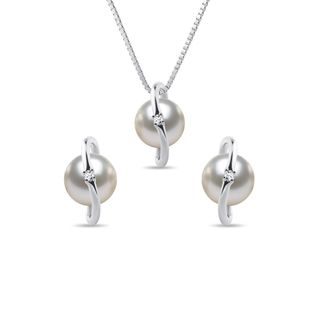 PERLENSCHMUCKSET MIT DIAMANTEN IN WEISSGOLD - PERLENSCHMUCK SETS - PERLEN