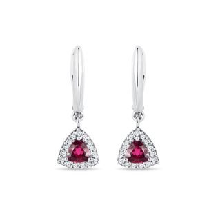 Rubellite and diamond earrings in white gold