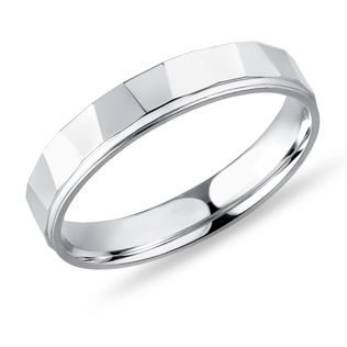 HERRENRING MIT FACETTIERTER OBERFLÄCHE AUS WEISSGOLD - TRAURINGE FÜR HERREN - TRAURINGE