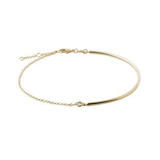 BRACELET IN YELLOW GOLD WITH A DIAMOND - DIAMOND BRACELETS - BRACELETS