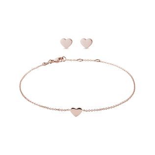 SET AUS OHRRINGEN UND ARMBAND MIT HERZFORM IN 14KT ROSÉGOLD - SCHMUCK-SETS - SCHMUCK