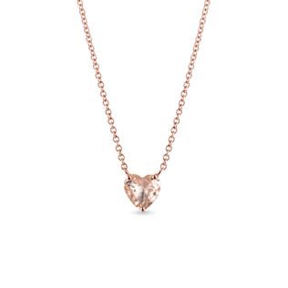 Morganite Heart Necklace in Rose Gold