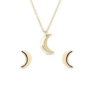 Pendentif et boucles d'oreilles en or en forme de croissant de lune
