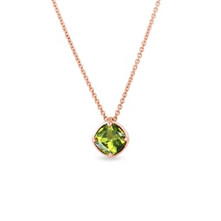 Olivine necklace in rose gold
