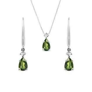 SET AUS HALSKETTE UND OHRRINGEN IN WEISSGOLD - SCHMUCK SETS EDELSTEINE - SCHMUCK
