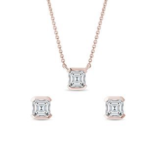 DIAMOND NECKLACE AND EARRING SET IN ROSE GOLD - DIAMOND SETS - FINE JEWELRY