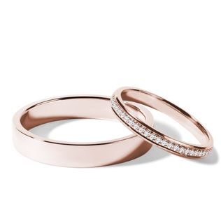 EHERINGSET MIT DIAMANTEN IN ROSEGOLD - ROSÉGOLDENE TRAURINGE IM SET - TRAURINGE