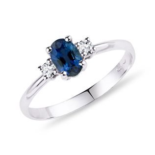 BAGUE EN OR BLANC AVEC SAPHIR ET DIAMANTS - BAGUES EN SAPHIR - BAGUES