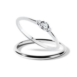 RINGSET MIT KLAREN DIAMANTEN AUS WEISSGOLD - TRAURING- UND VERLOBUNGSSETS - VERLOBUNGSRINGE