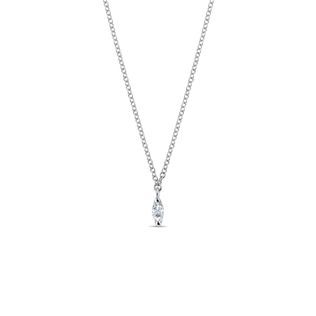 COLLIER MINIMALISTE AVEC OR BLANC AVEC DIAMANT TAILLE MARQUISE - COLLIERS AVEC DIAMANTS - COLLIERS