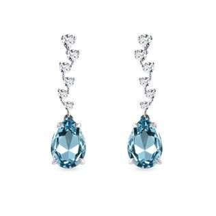 Earrings with Brilliants and Topaz in White Gold