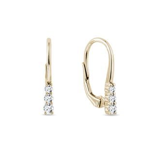 BOUCLES D'OREILLES EN OR JAUNE AVEC DIAMANTS BLANCS - BOUCLES D'OREILLES EN DIAMANT - BOUCLES D'OREILLES