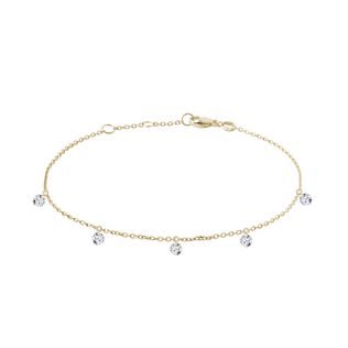 NÁRAMOK ZO ŽLTÉHO ZLATA S PREVŔTANÝMI LAB GROWN DIAMANTMI - NÁRAMKY S DIAMANTMI - NÁRAMKY