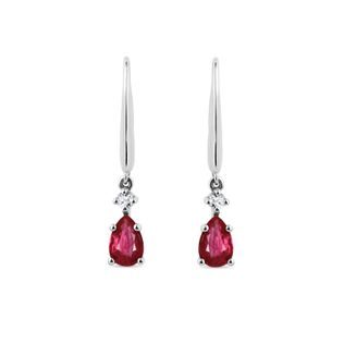 Ruby and diamond pendant earrings in 14kt gold