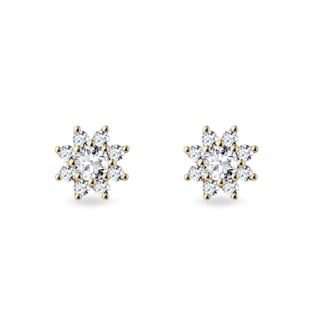 BOUCLES D'OREILLES EN OR AVEC FLEUR EN DIAMANT - BOUCLES D'OREILLES EN DIAMANT - BOUCLES D'OREILLES