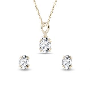 SET AUS HALSKETTE UND OHRRINGEN MIT DIAMANTEN IN GELBGOLD - SCHMUCK SETS DIAMANT - SCHMUCK