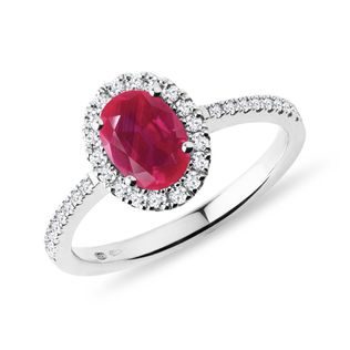 LUXURY RUBY AND DIAMOND RING ​​IN WHITE GOLD - RUBY ENGAGEMENT RINGS - ENGAGEMENT RINGS