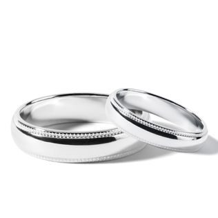 ENSEMBLE D'ALLIANCES EN OR BLANC ET FINITION DOUBLE MILGRIF - ENSEMBLES D’ALLIANCES EN OR BLANC - ALLIANCES DE MARIAGE
