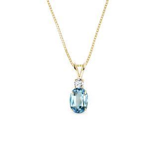 OVAL TOPAZ AND DIAMOND NECKLACE IN GOLD - TOPAZ NECKLACES - NECKLACES