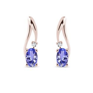 BOUCLES D'OREILLES EN OR ROSE AVEC TANZANITES ET DIAMANTS - BOUCLES D’OREILLES EN TANZANITE - BOUCLES D'OREILLES