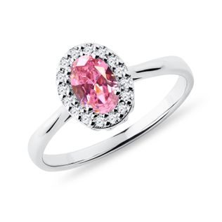 BAGUE EN OR AVEC SAPHIR ROSE ET DIAMANTS - BAGUES DE FIANÇAILLES EN SAPHIR - BAGUES DE FIANÇAILLES