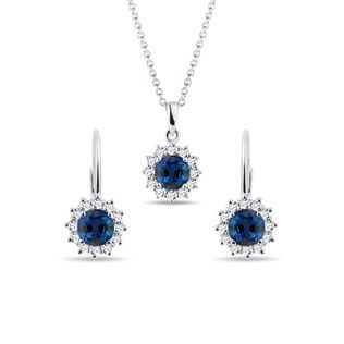 ELEGANT SAPPHIRE JEWELRY SET IN WHITE GOLD - GEMSTONE SETS - FINE JEWELRY